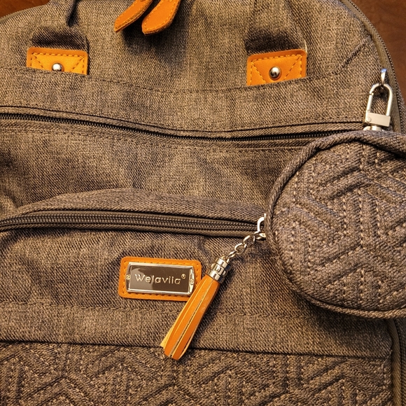 Grey Backpack Diaper Bag New - Picture 4 of 7